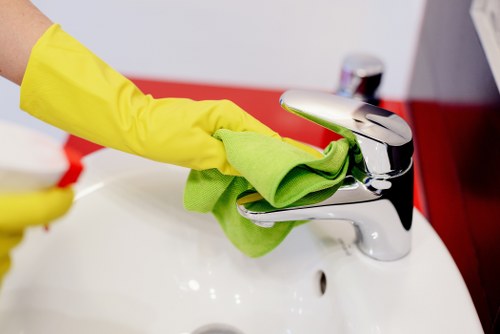 Curtain fabric being carefully refreshed by a local cleaning team