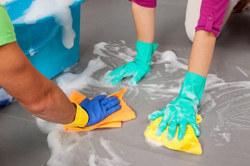 Customer raising a carpet cleaning concern in a professional setting
