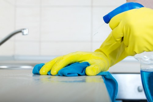 Local cleaner preparing a Kensington flat for a regular domestic clean